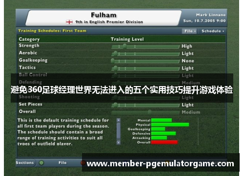 避免360足球经理世界无法进入的五个实用技巧提升游戏体验